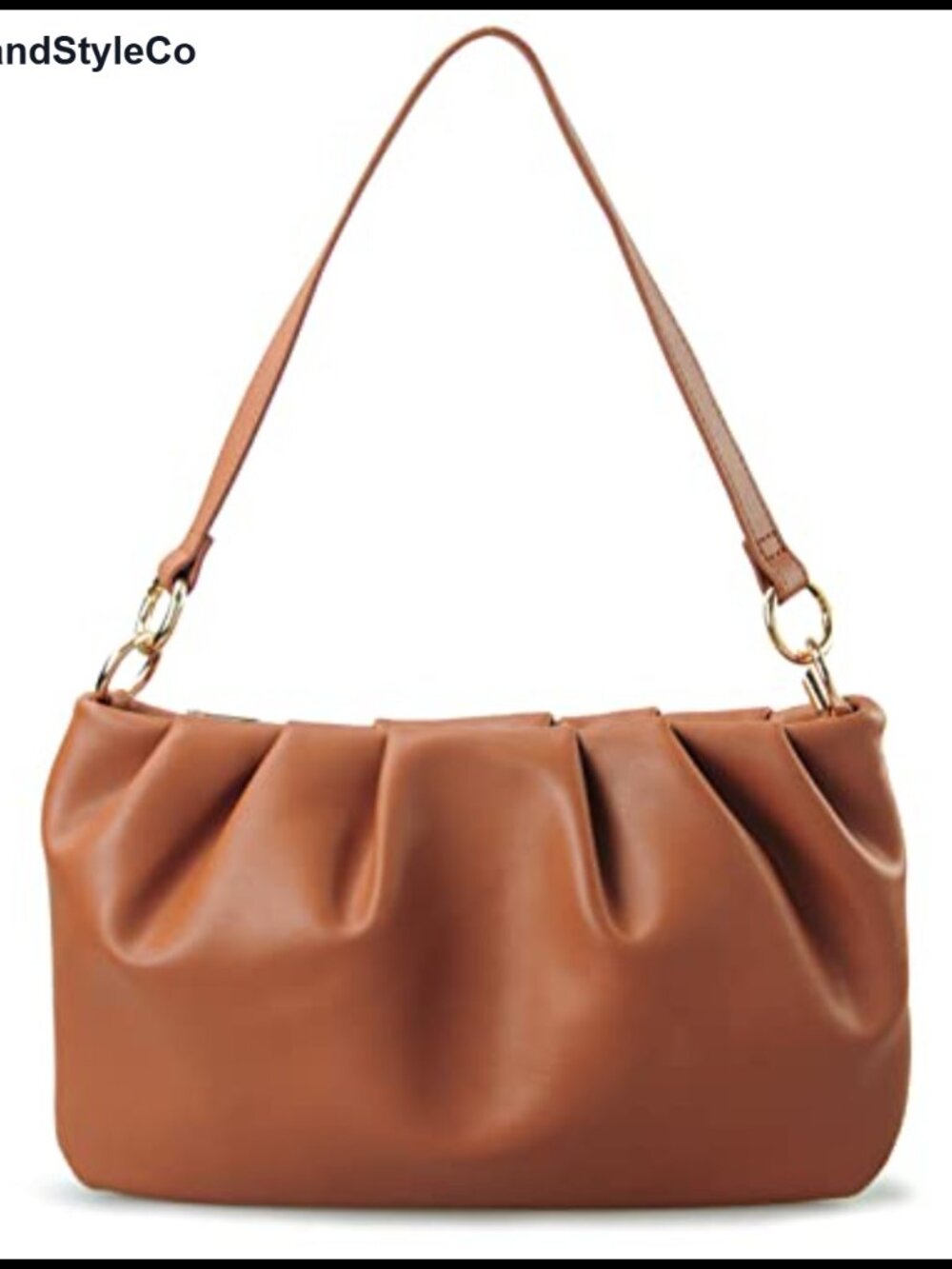 Ruched Faux Leather Hobo Bag Convertible Clutch Crossbody Chain Strap